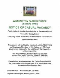 Notice of Casual Vacancy - Central Ward