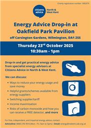 Energy Advice Drop-In at Oakfield Park Pavilion